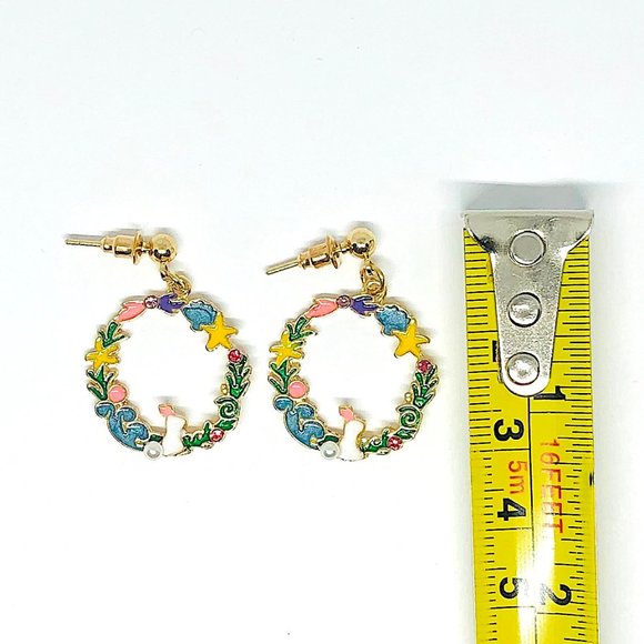 ❤️HP❤️New! Rabbit Rhinestones Hoop Wreath Earrings - Picture 5 of 5